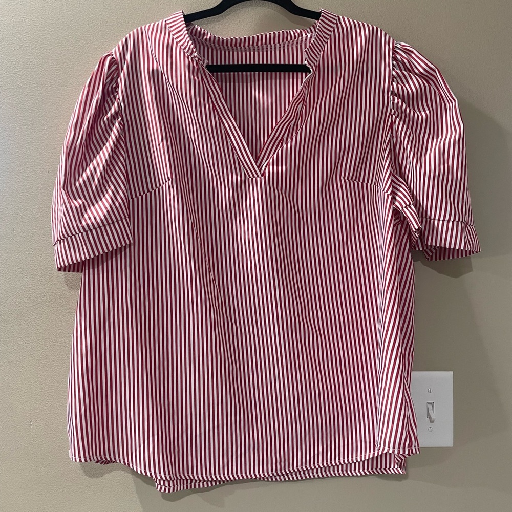 Red Striped Blouse